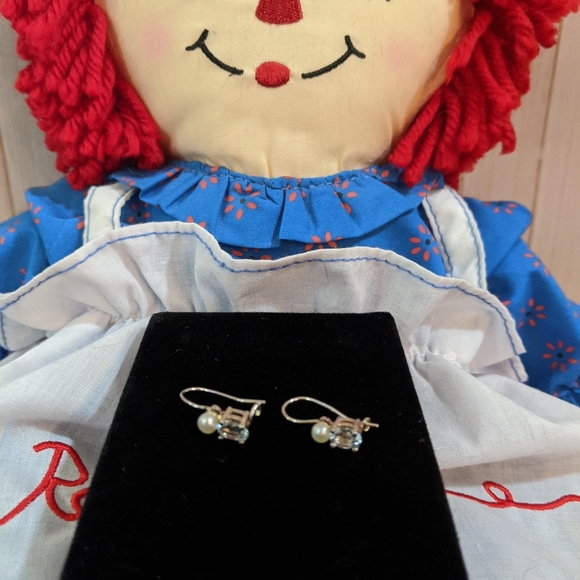 Sterling Silver Pearl Gemstone Earrings - Picture 4 of 5